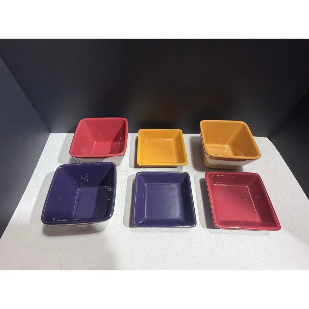 Pampered Chef Simple Additions Multicolor Ceramic 7 Piece Serving Set Bowls Tray